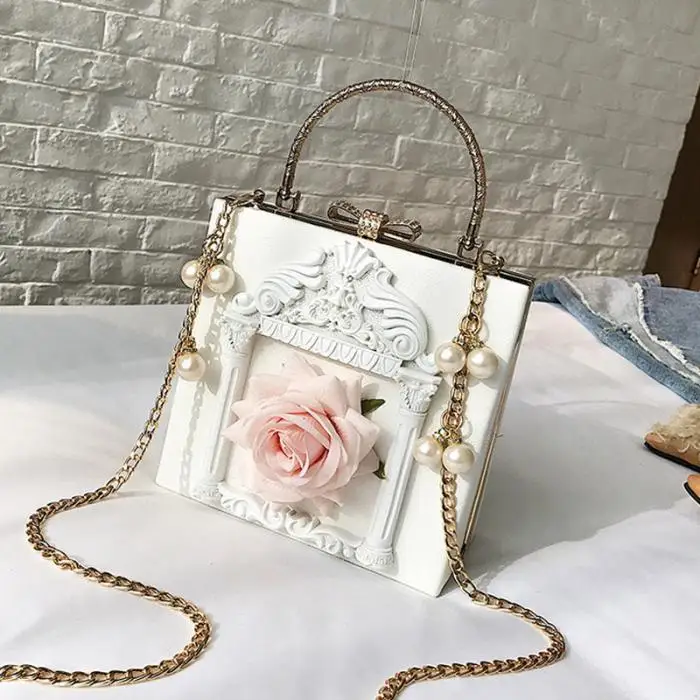 Women Shoulder Bag Rose Detachable Metal Chain Crossbody Bag Handbag for Shopping New