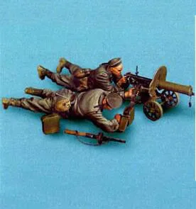 

1/35 Resin Kits WWII Early 2pcs Red Army Soldier With Machine Gun 1 Set