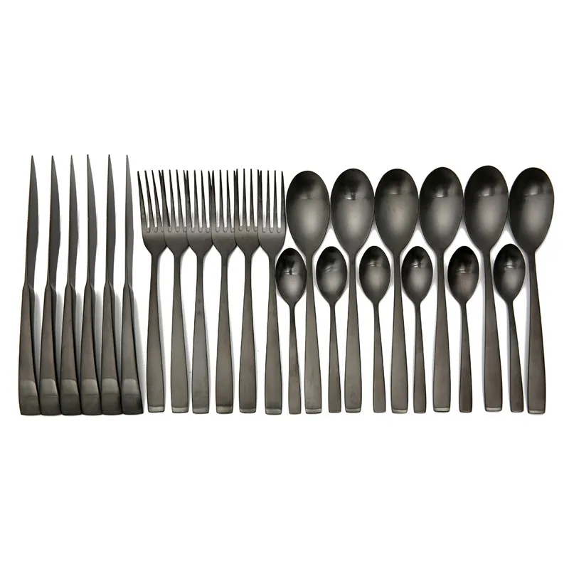 

KCASA 24 Pcs/Set Stainless Steel Tableware Steak Knifes Dinner Forks Tea Spoons Flatware Set High-end Dinnerware Set Gift