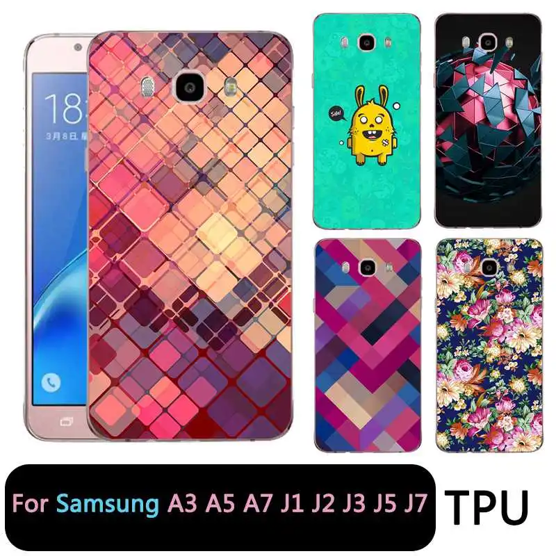 QMSWEI Soft Tpu Clear Phone Case For Samsung Galaxy A3 A5 2017 2016 prime J1 J2 J5 J3 J7 Flora Grid Cow Painted G530HCase |
