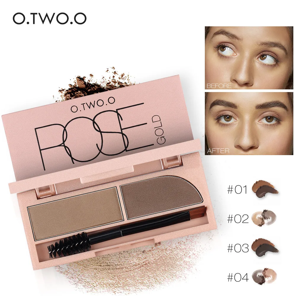 

O.TWO.O 2 in 1 Black Brown Eyebrow Powder Waterproof Makeup Eyeliner Gel Lasting Eyebrow Eye Brow Cream Cosmetic Brush+Mirror