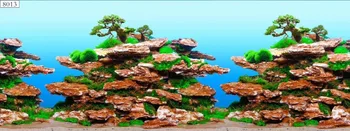 

8013 19.3" x 48" Double Sided Aquarium Decoration Sea World/Stone Hill Tree Fish Tank Background Picture Poster
