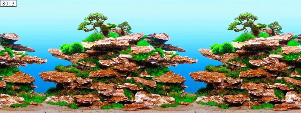 Двухстороннее украшение для аквариума 8013 19 3x48 дюймов морской мир/каменный холм