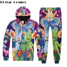PLstar Cosmos Unisex Autumn spring Tracksuit Rick and Morty 3d Print Hoodie Men/Women 2 Piece Set Top And Pants Piranha Pullover