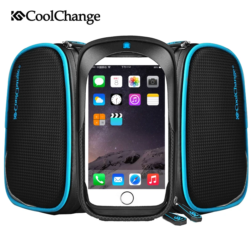 Discount CoolChange Bicycle Frame Front Head Top Tube Waterproof Bike Bag&Double IPouch Cycling For 6.0 in Cell Phone Bike Accessories 1