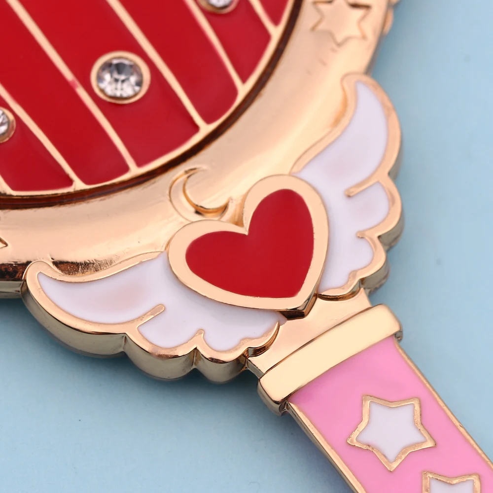 Sailor Moon, металлическое овальное ручное зеркало для макияжа, для девушек, короны-зеркала, косметический комод, инструмент для макияжа, розовое, синее зеркало с кристаллом