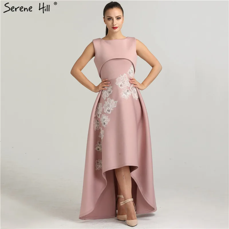 Простые розовые вечерние платья, новая коллекция, с аппликацией, с оборками, вечерние платья, Дубай, Robe De Soiree BQA8013 - Цвет: Pink