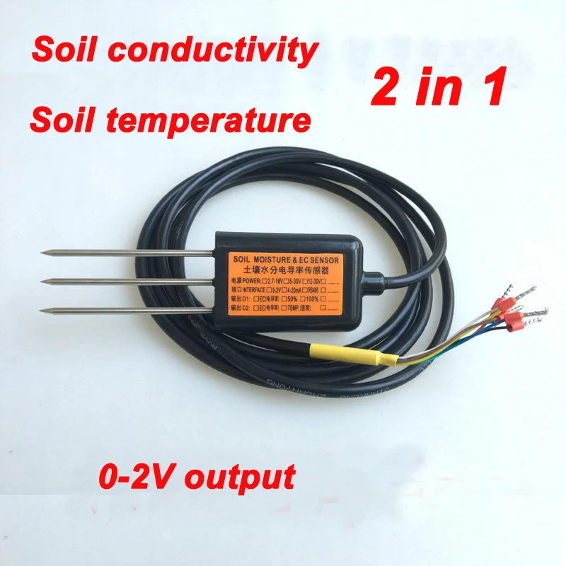 Бесплатная доставка EC10 Выход 0-2 В почвы проводимости Температура датчик качества ЕС проводимости 2IN1 датчик проводимости