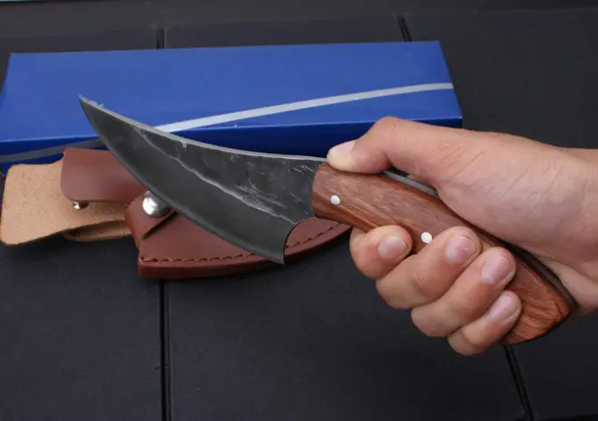 Trskt фиксированный нож из высокоуглеродистой стали, прямой ручной Кованый охотничий нож 58HRC с деревянной ручкой, походный тактический нож для выживания
