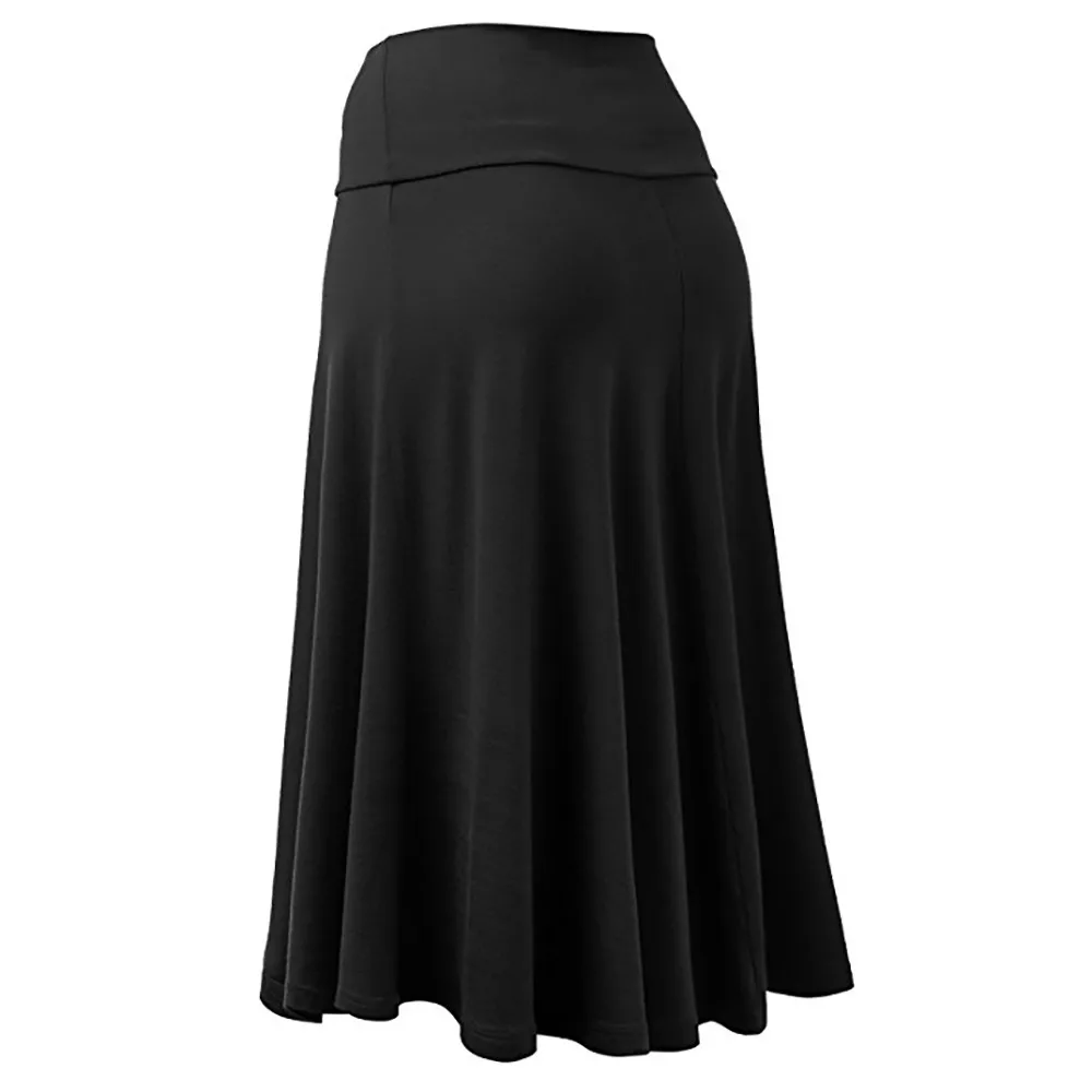 Faldas mujer moda 2018 Женская однотонная Расклешенная юбка с завышенной талией, пикантная юбка средней длины, одноцветная плиссированная юбка