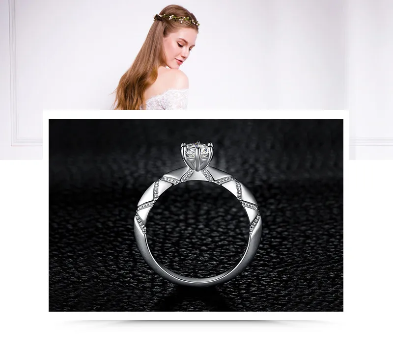 JewelryPalace выгравированы геометрический 0.2ct кубического циркония Пасьянс Обручение кольцо 925 пробы серебро модный подарок для ювелирных изделий для жены