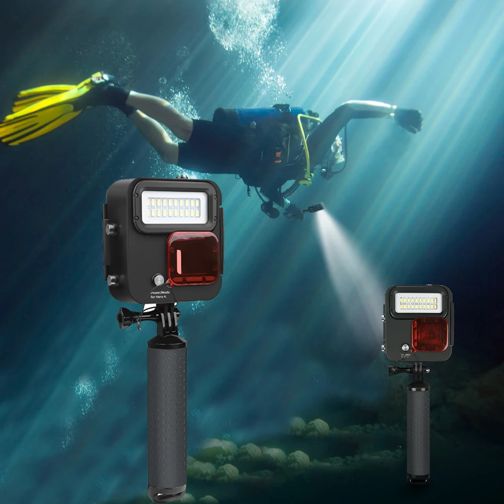 

Waterproof Housing Case for GoPro Hero 7 6 5 4 Action Camera Underwater 1000LM LED Light Diving Hand Grip Filter Cover