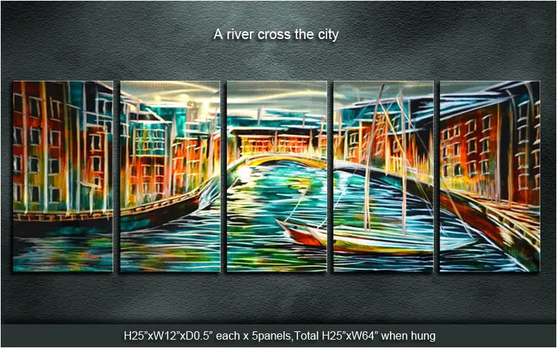 

Art Abstract A river cross of the city/ Harbor Center In Love's Arms Sculpture Original Modern Metal Wall Indoor Outdoor Decor