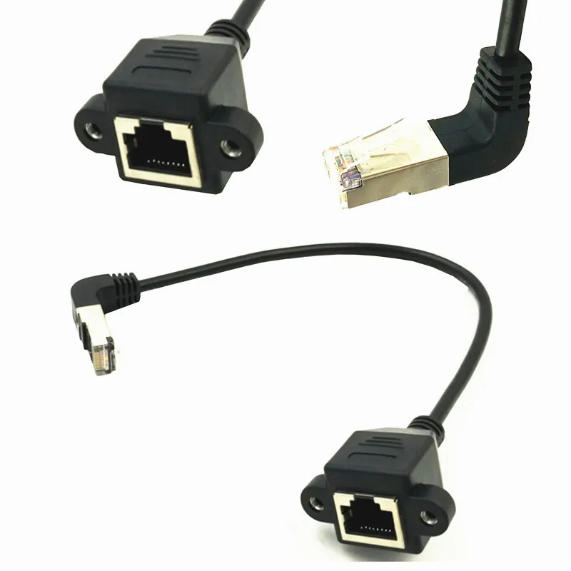 

Down 90 Angled RJ45 Cat5e 8P8C FTP STP UTP Cat5 Male to Female Panel Mount LAN Ethernet Network Cable RJ45 30cm 60cm 1m 1.5m 1ft