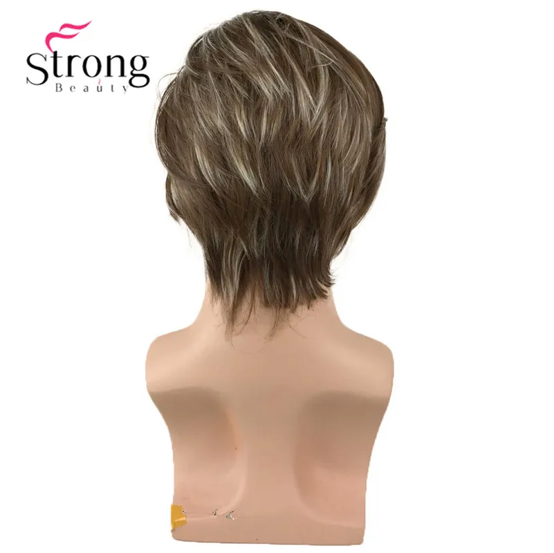 StrongBeauty парик из синтетического кружева коричневый с яркими париками для мужчин
