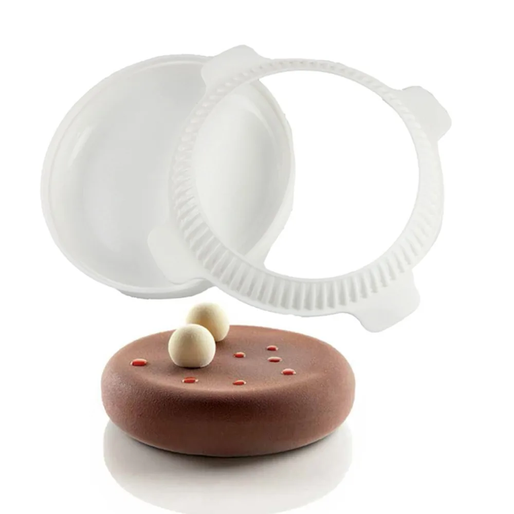

Creative Kitchen Baking Mousse Silicone Molds Eclipse Round Shaped One Set Flat Top and Rounded Sides Silicone Mold Cake Molds