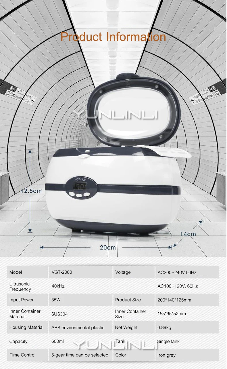 700 мл ультразвуковая машина для очистки очков ультразвуковая стиральная машина горшок бытовой протез ювелирные изделия моющее оборудование VGT-2000