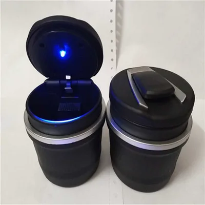 1PC Portable Auto Car Truck LED Cigarette Smoke car Ashtray Blue LED Light Smokeless Ashtray Cigarette Holder Anti-slip Rubber