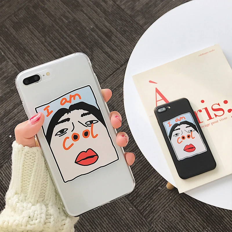 

Funny Experssion Phone Cases For iphone x 6S 7 8 plus For Samsung s6 s7 s8 s9 Back Cover I'm Cool Letter Case