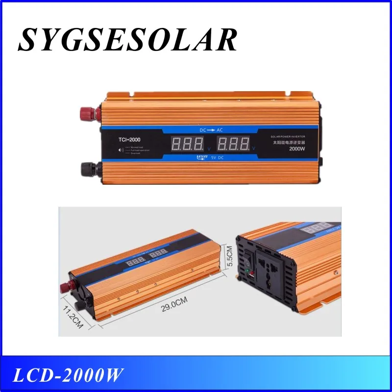 2000 Вт lcd Инвертор 12 В 220 в 2000 Вт Инвертор модифицированный синусоидальный вход 12 В выход 220 В