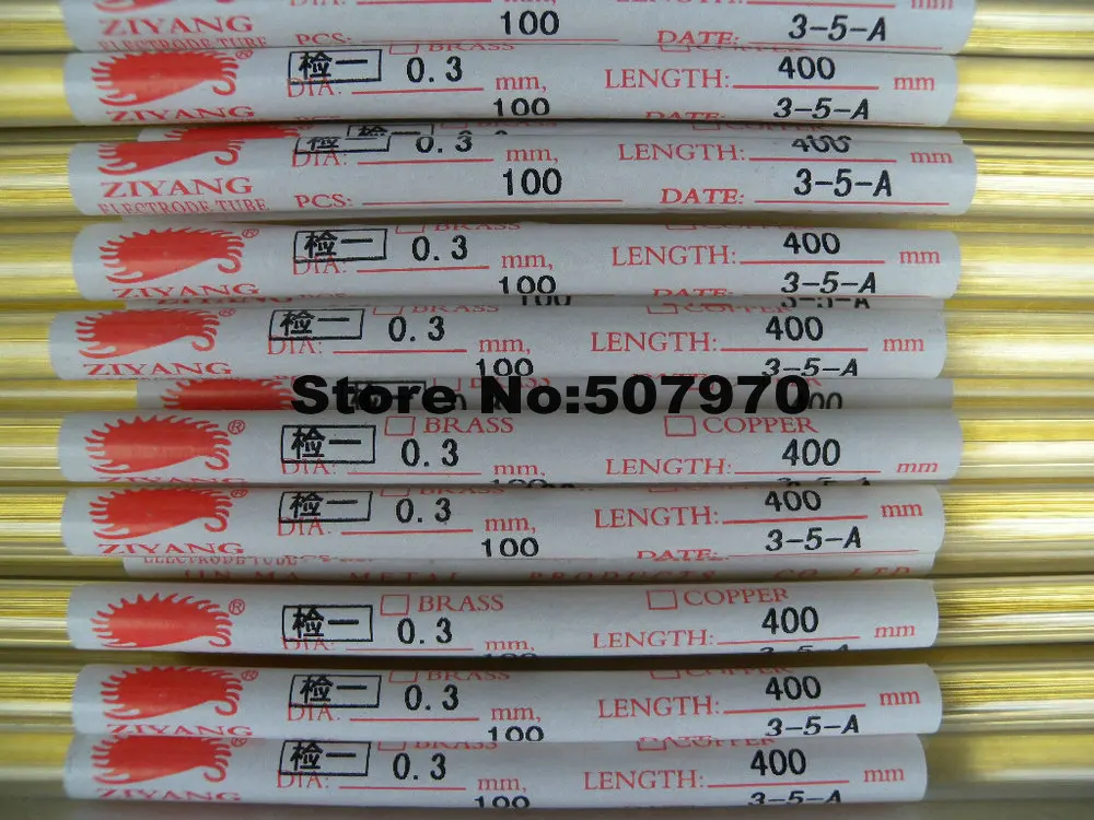 Brass Electrode Tube OD0.3*400mm Ziyang Single Hole for EDM Drilling Machine