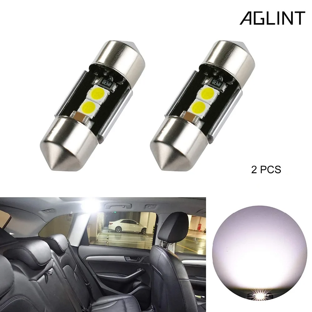 

AGLINT 2PCS LED Car Lamp Festoon 31mm LED C5W DE3157 CANBUS No Error LED 3030 SMD 2Chips Auto Interior Light Super White 12-24V