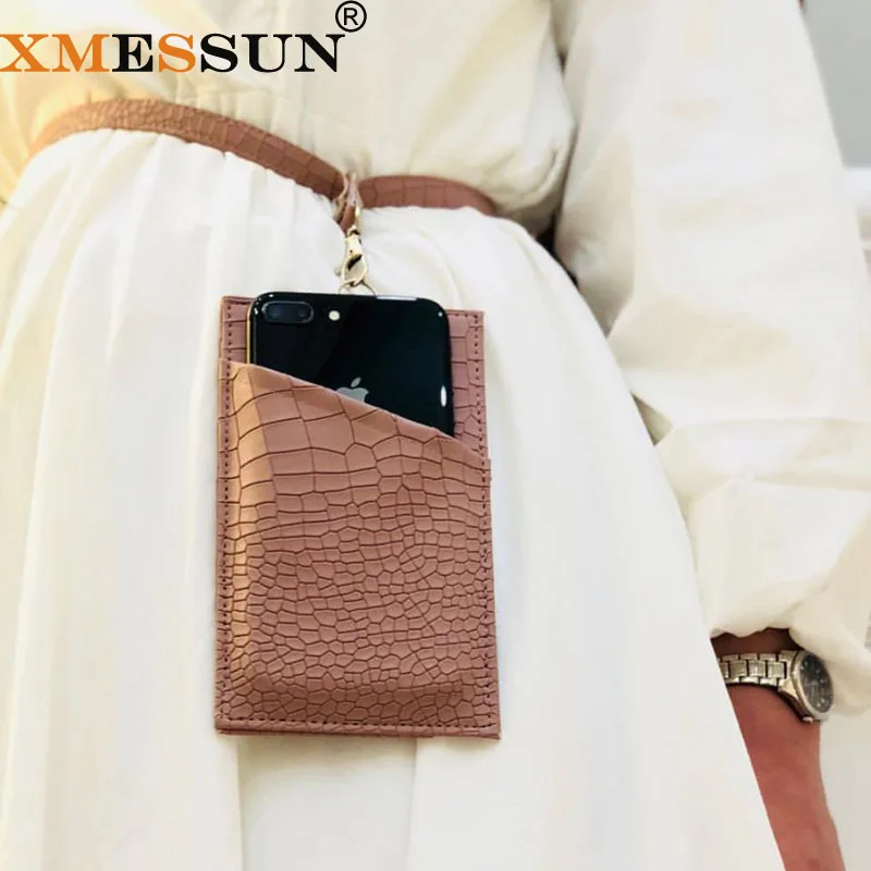 

XMESSUN Genuine Cow Leather Mobile Phone Card Holder Phone Wallet Free Custom Name