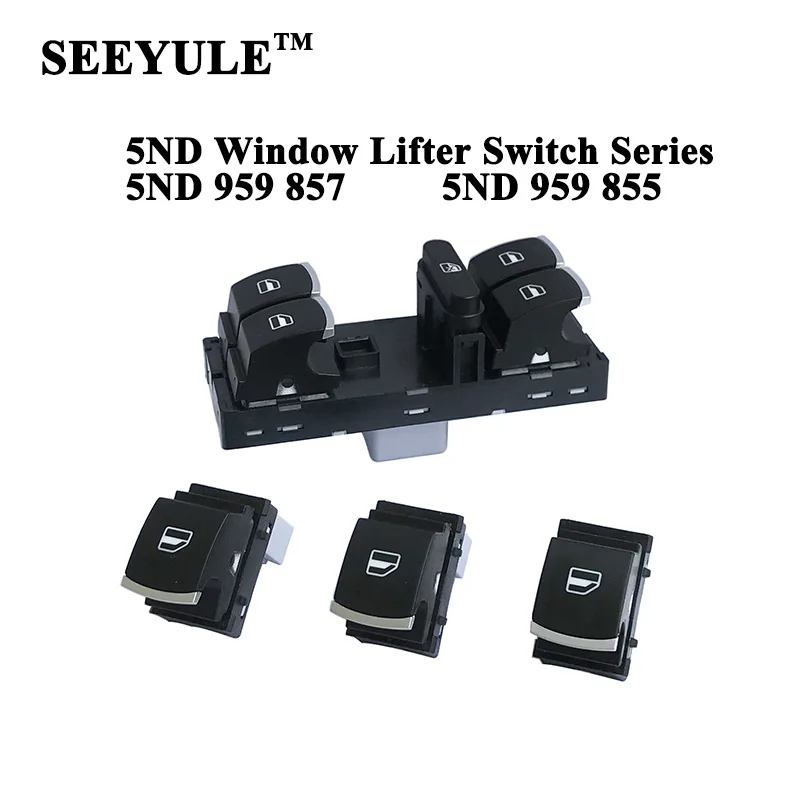 

1set SEEYULE 5ND 959 857 5ND 959 855 Car Window Lifter Switch Control for VW Golf MK5 6/Passat B6/Passat CC/Tiguan/EOS/Jetta MK5