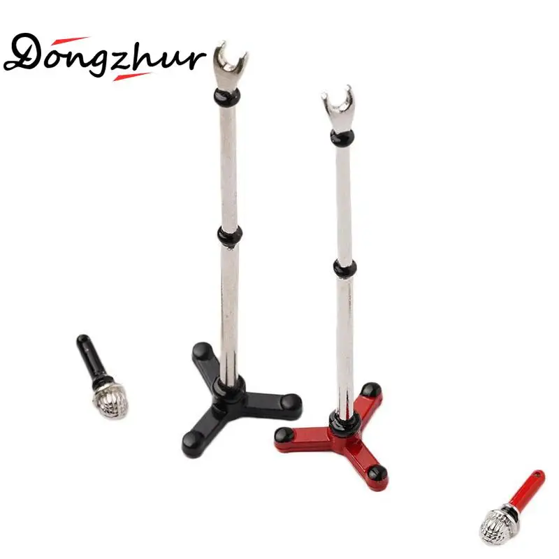 1 Set (Stand + Microphone) Mini Metal Alloy Microphone Model 1:12 Doll House Dollhouse Miniature Furniture Cute Accessories New