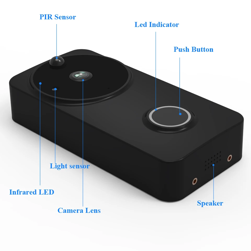 DAYTECH Wireless Smart Video Doorbell Video Intercom Camera Doorbell 720P Door Bell Battery Operation Free APP Control VD02BL