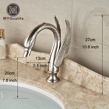 

Swan Style Brushed Nickel Faucet Spout Bathtub Basin Sink Water Spouts WP04