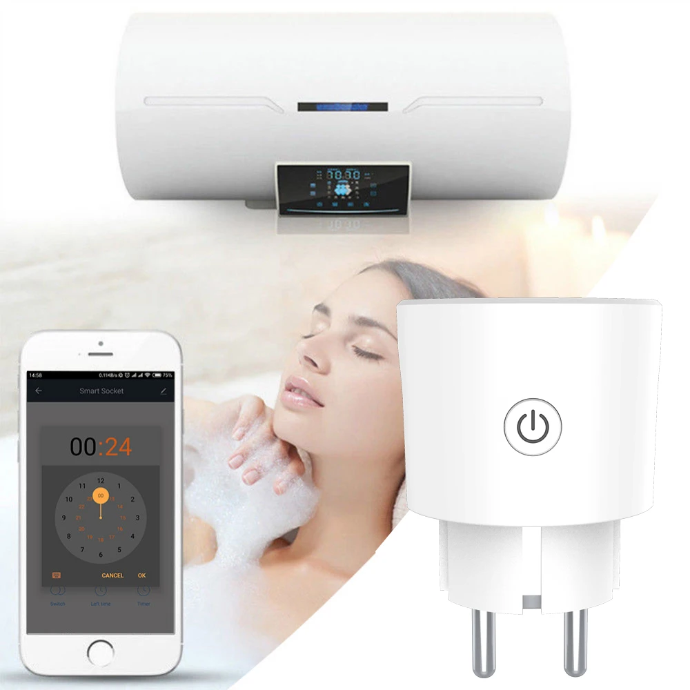 Spetu Mini Smart Plug WiFi Пульт дистанционного управления Поддержка Amazon Alexa Google Home, IFTTT Функция синхронизации включения/выключения питания EU 16A