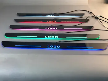 EOsuns LED 移動ドアスカッフポイントで Nerf バー & ランニングボードドア敷居光オーバーレイライニング用メルセデスベンツ E クラス w211 2005-08