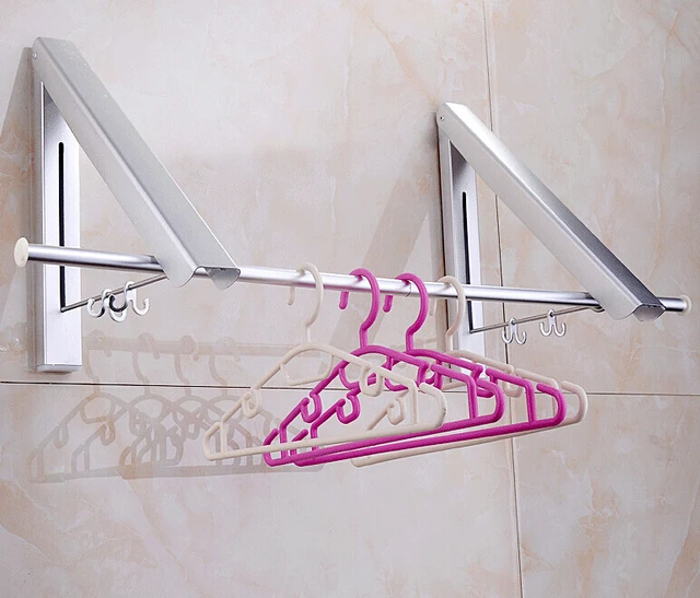 New Wall Mounted E Aluminum Double Clothes Drying Hanger New Wall Mounted E Aluminum Double Clothes Drying Hanger Foldable Laundry Rack With Promotion Price