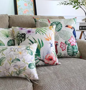 

Free Shipping!!Nordic bird flower throw pillow/almofadas case seat chair bed sofa,fashion green floral cushion cover home decore