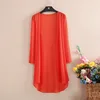 2022 New Korean Feamle Medium Long Shawl Coat Fashion Lace Patchwork Hollow Chiffon Thin Open Stitch Summer Jacket Over size ► Photo 3/6