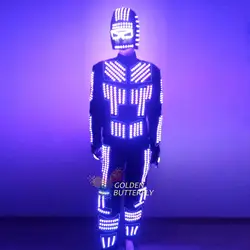 LED Костюмы светящиеся костюм Мода 2017 г. светящиеся костюмы Мотобрюки шоу талантов Для мужчин привёл одежда Костюмы для бальных танцев