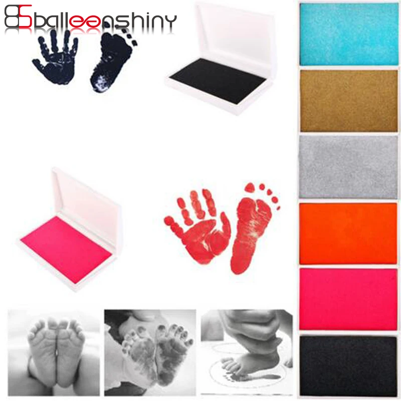 

BalleenShiny Baby Handprint Footprint Imprint Kit Inkpad Non-Toxic Newborn Souvenirs Casting Ink Pad Infant Clay Toys Cute Gifts