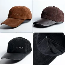 Fashion Men Genuine Leather Suede Baseball Cap Classic Hat High Quality, Coffee / Black / Brown for Business