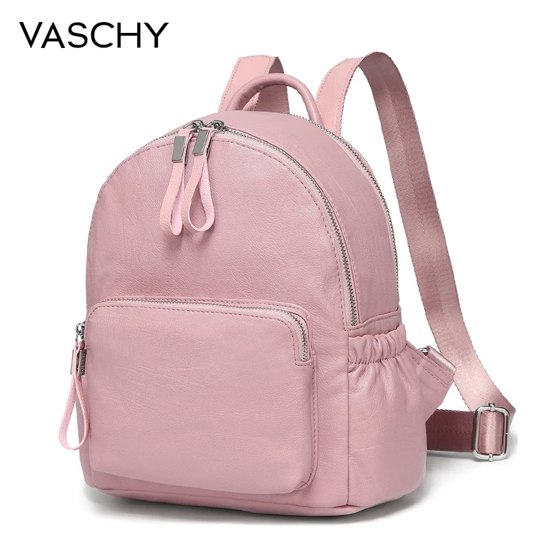 

VASCHY Pink Mini Backpack Purse,Vaschy Faux Leather Small Backpack for Women cute backpack bag pack PU leather backpack bag