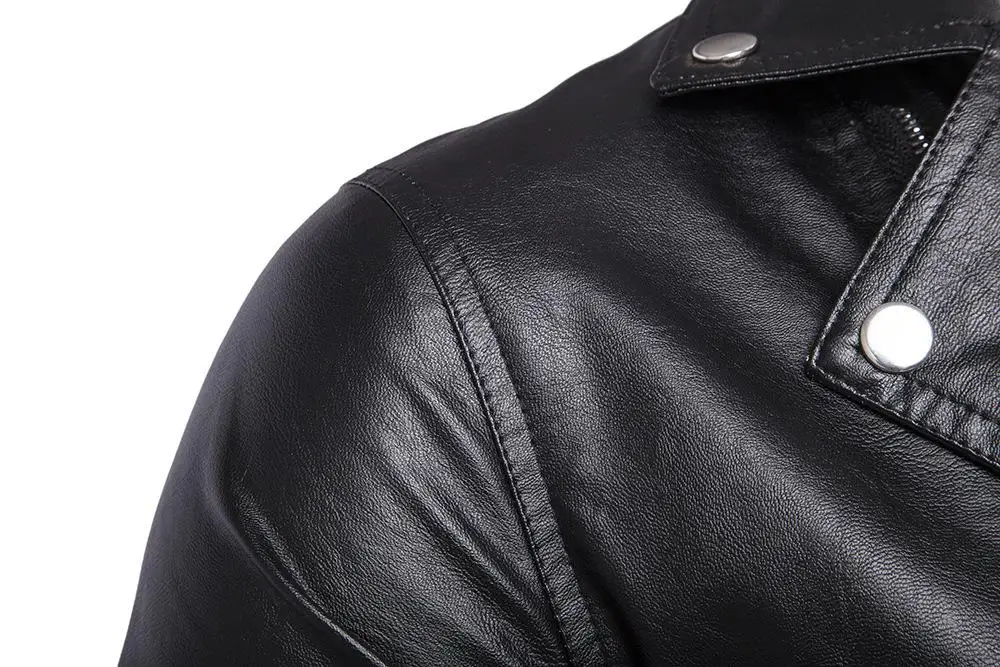 Новая мода Панк стиль дешевая черная кожаная куртка мужская мотоциклетная косая молния Мужская Байкерская кожаная куртка размер XL XXL