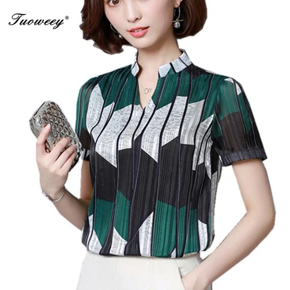 

fashion womens tops and blouses 2019 clothes women blouse short sleeve women shirts striped chiffon blouse shirt women top