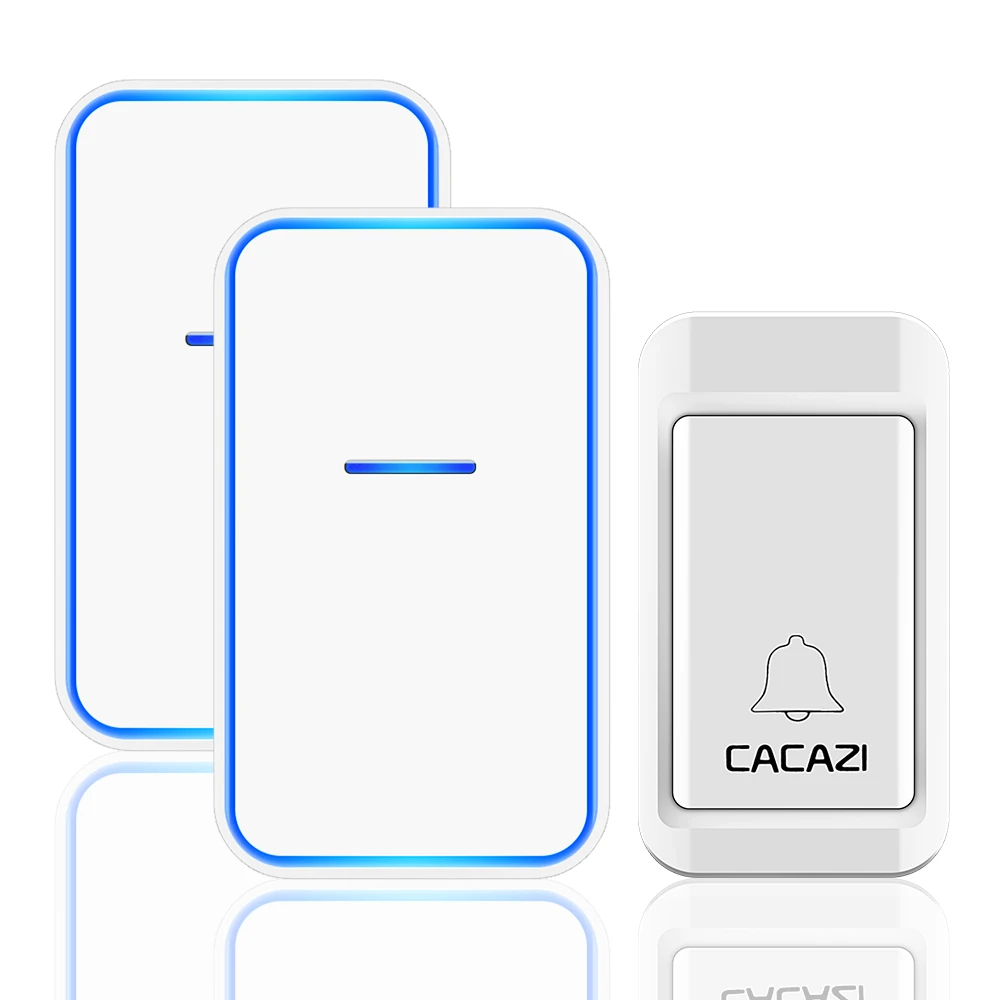 CACAZI домашний автономный беспроводной дверной звонок без батареи требуется 1 2 кнопки 1 2 3 приемника водонепроницаемое кольцо колокольчик US EU UK AU Plug - Цвет: 1 button 2 receiver