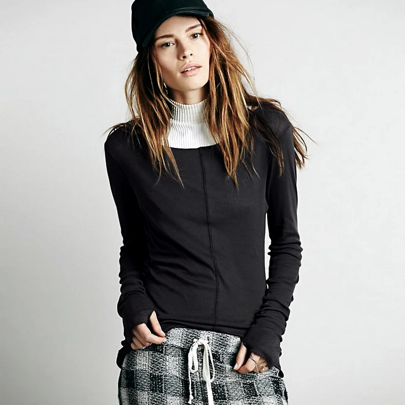 

Sweet Dream Layering Top Super Soft and Finely Ribbed Long Sleeve Layering Top With Thumb Hole Slim T-shirt