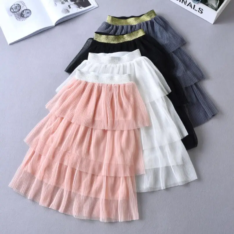 Сезон весна-лето; юбка-пачка для маленьких девочек; Многослойная юбка-пачка детское бальное платье; однотонная длинная юбка принцессы для девочек детская одежда