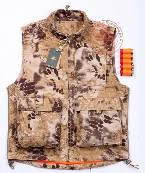 Для мужчин тактический жилет Многофункциональный Камуфляж Вязаные Жилеты для женщин армии мульти карман путешествия фотографии Camo Vest - Цвет: desert color