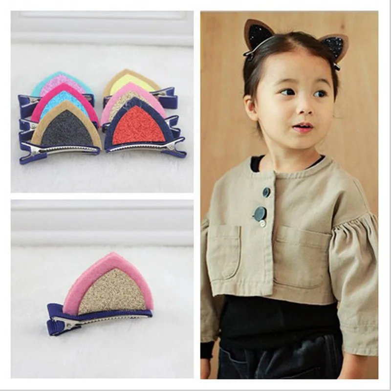 2*Lovely Hairpins Kids Hair Accessories Cute Hair Clips Cat Ears Funny Barrettes