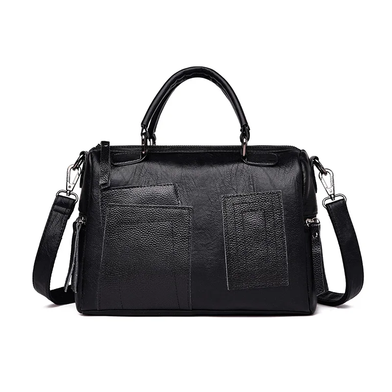 

2019 New Arrival Boston Women Handbag Vintage Patch Leather Bag Leisure Travel Shoulder Bag Mochila Feminina