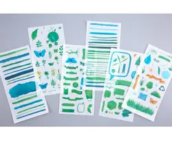 6 листов/комплект зеленые листья растений декоративные мобильных наклейки Скрапбукинг DIY Craft наклейки канцелярские