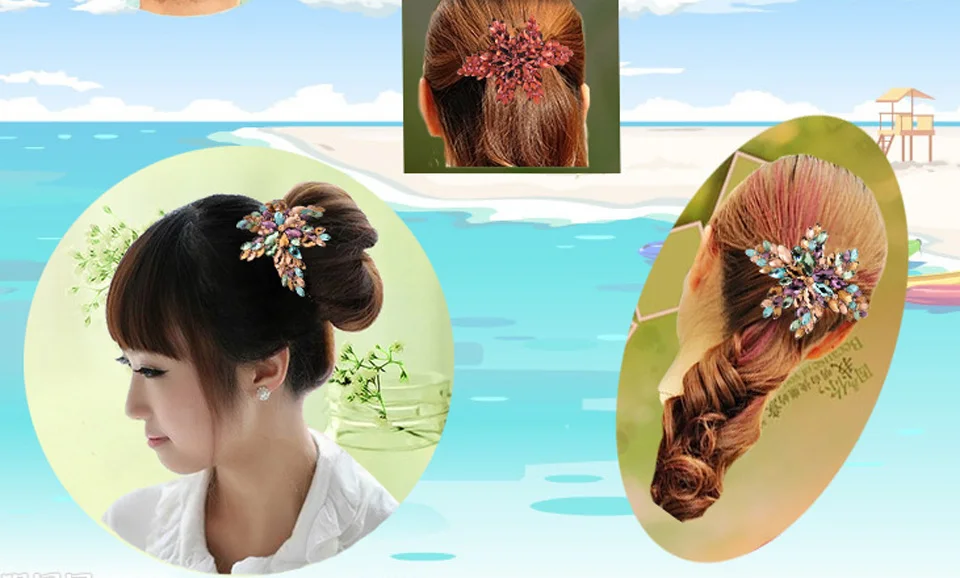 Blucome Корея Дизайн со стразами Для женщин заколки Coloful звезды свадебные волос Зажимы Bijoux утконоса Зажимы Для женщин Свадебные украшения